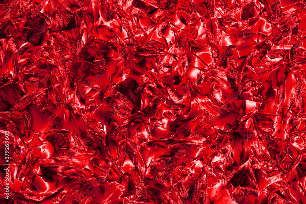 Abstract red shiny background, blurred flower petals backdrop, decorative grunge texture, creative floral pattern, textured ornament, art fantasy wallpaper, crumpled foil effect, liquid metal surface Abstract red shiny background, blurred flower petals backdrop, decorative grunge texture, creative floral pattern, textured ornament, art fantasy wallpaper, crumpled foil effect, liquid metal surface