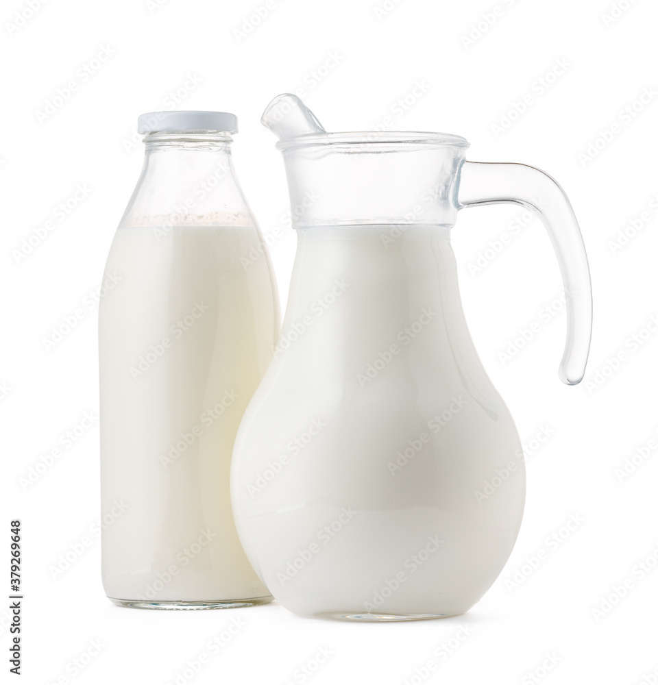 Glassware full of fresh milk isolated on white Glassware full of fresh milk isolated on white