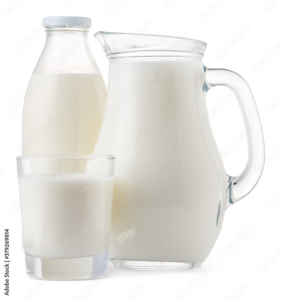 Glassware full of fresh milk isolated on white Glassware full of fresh milk isolated on white