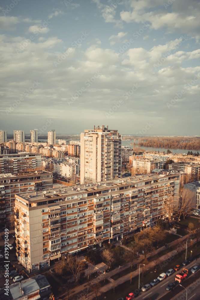 Naklejka premium Panoramic View of Novi Beograd, Serbia