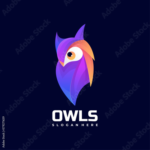 Vector Logo Illustration Owl Gradient Colorful Style.