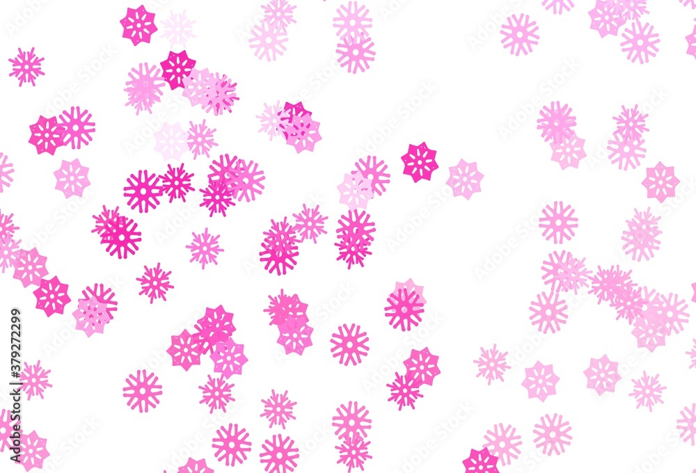 Light Pink vector texture with colored snowflakes.