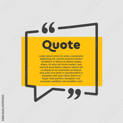Quote square text with bracket, vector background