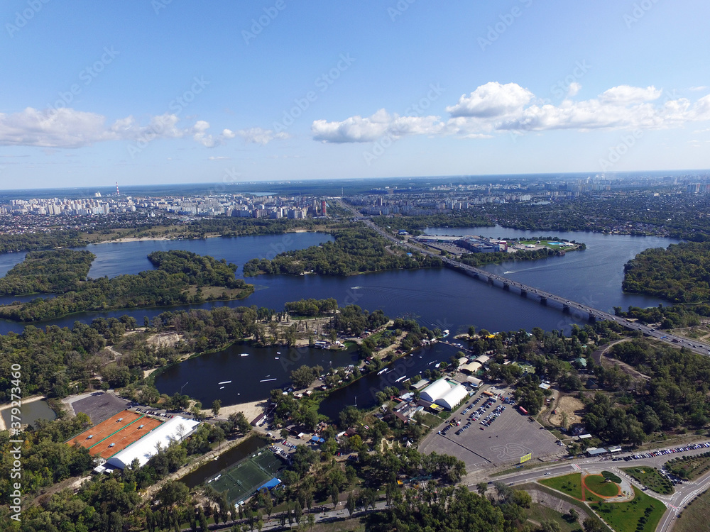 Fototapeta premium Panoramic view of Kiev (drone image)