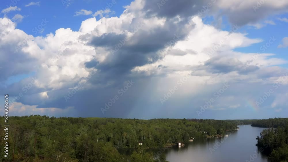 Aerial shot following a weather system hovering over the Canadian whiteshell. Aerial shot following a weather system hovering over the Canadian whiteshell.