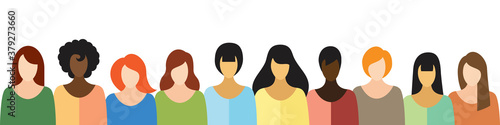 women of different nationalities on a horizontal banner
