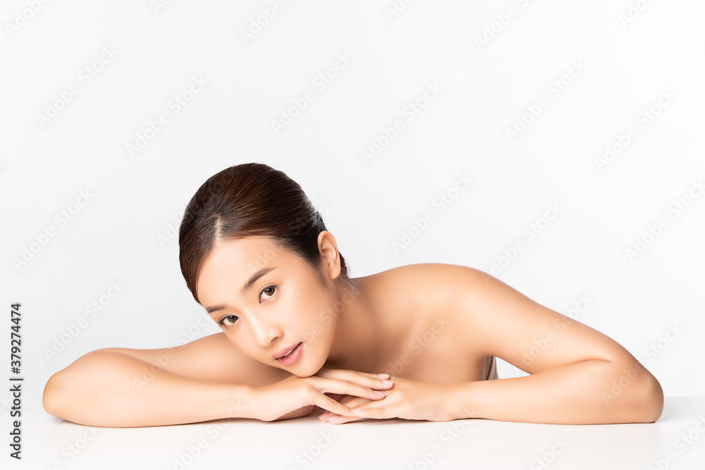 Beautiful young asian woman with clean fresh skin on white background, Face care, Facial treatment, Cosmetology, beauty and spa, Asian women portrait Beautiful young asian woman with clean fresh skin on white background, Face care, Facial treatment, Cosmetology, beauty and spa, Asian women portrait