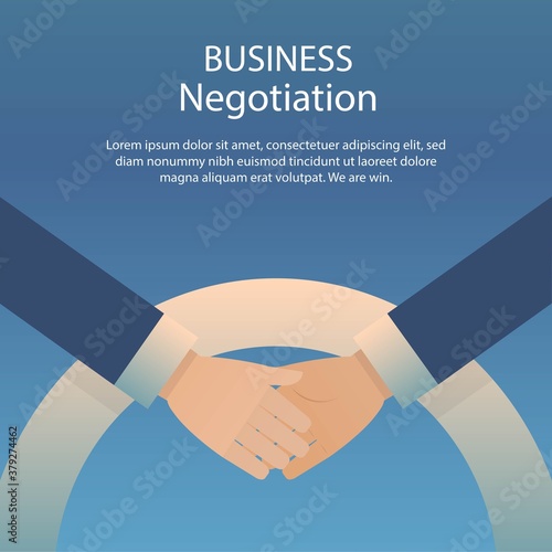 business negotiation concept,collaboration,Business people shake hands as partners,Vector illustration.