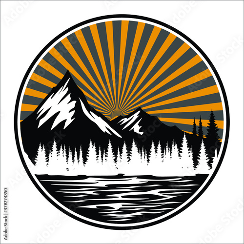 rocky mountain on flatt illustration for background and image
