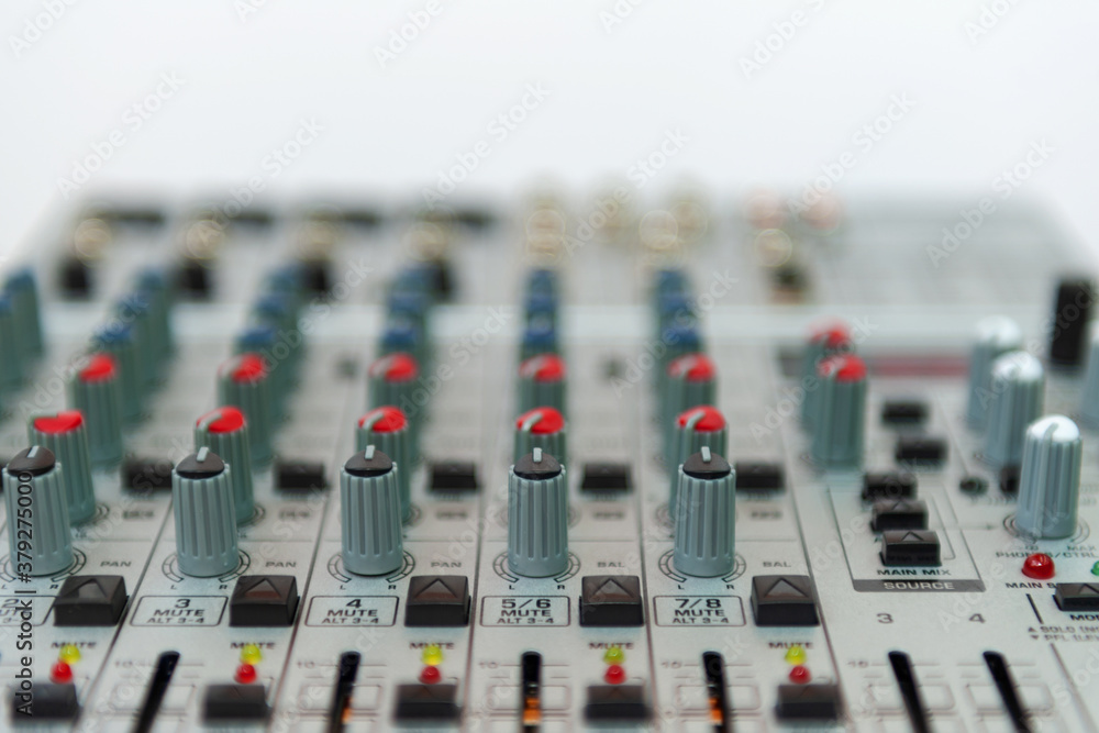 Close up of sound mixing console. Close up of sound mixing console.