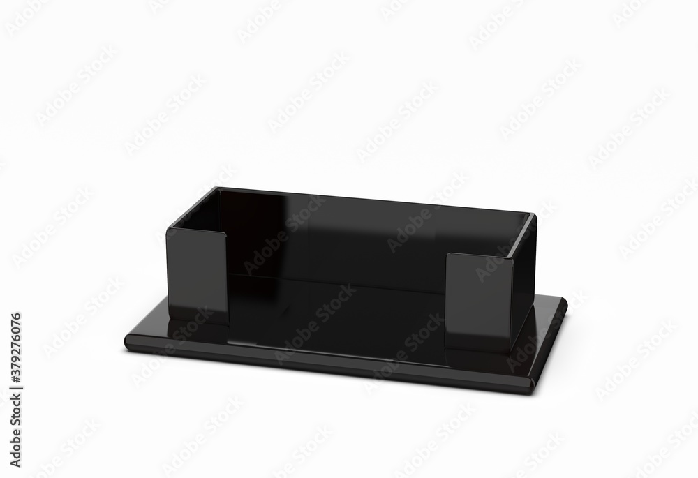 Black metallic Business card holder mockup. 3d rendering model. Black metallic Business card holder mockup. 3d rendering model.
