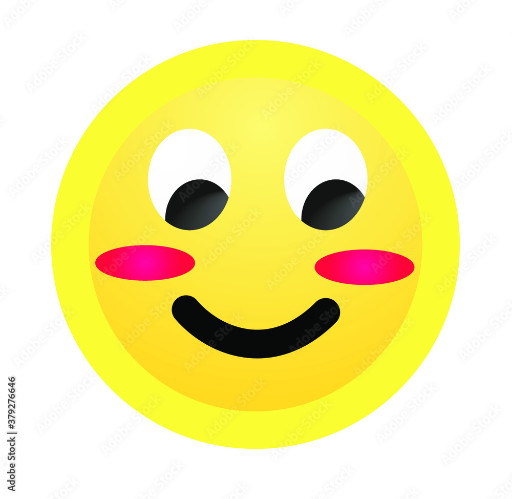 Fototapeta premium High quality, shy smiley isolated on white background. Popular chat elements. A popular smiley.