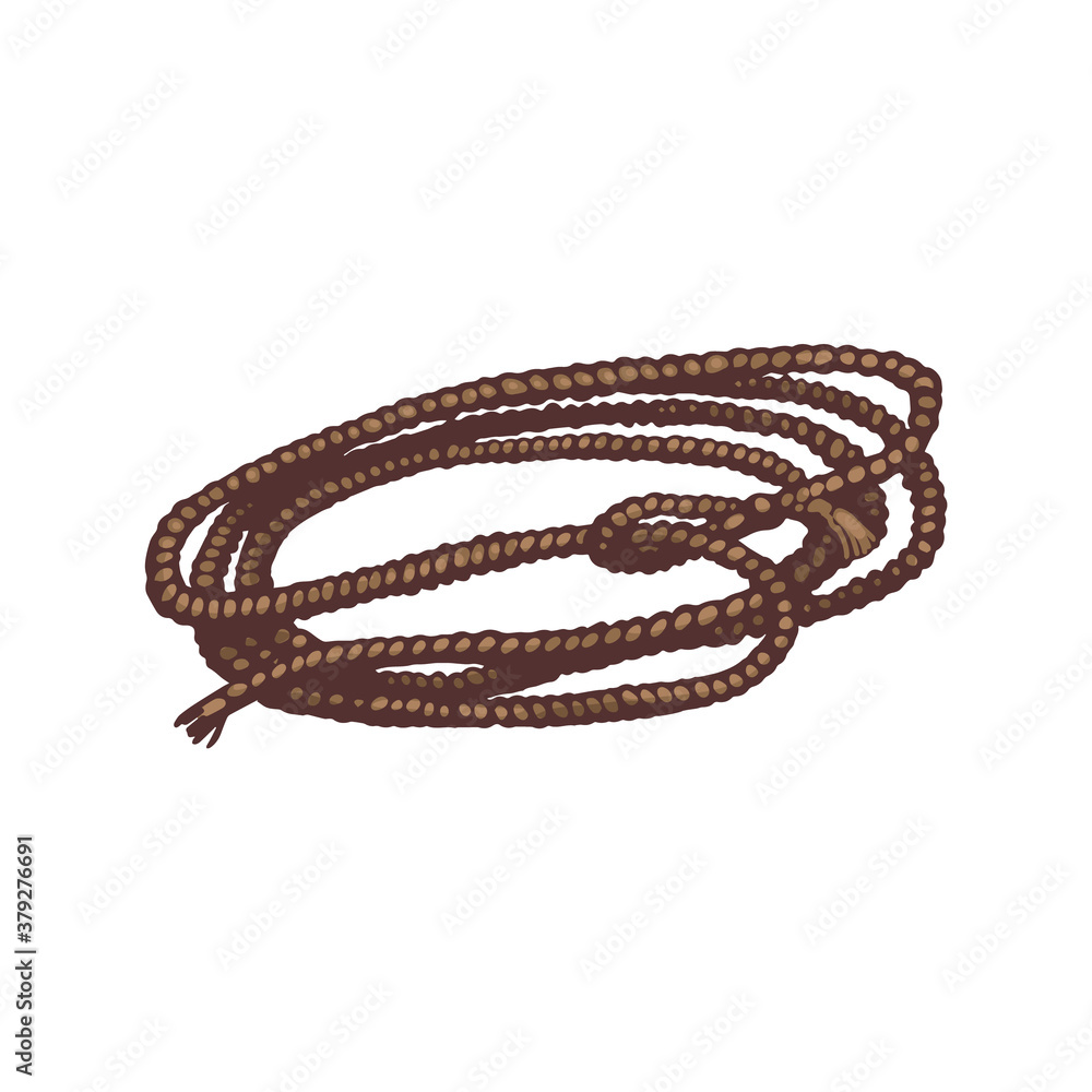 Rope cowboy lasso of rodeo competition, cartoon vector illustration isolated.