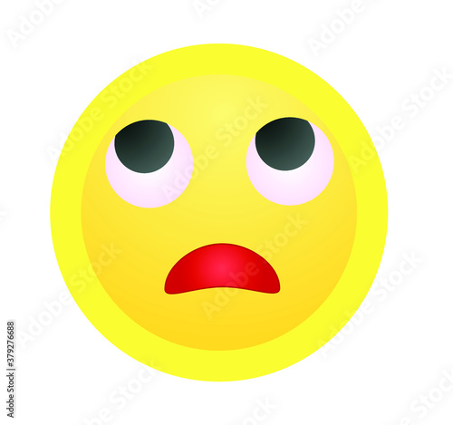 High quality, upset, embarrassed smiley isolated on white background. Popular chat elements. A popular smiley.