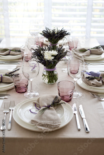 Lavender tablescape for dinner party