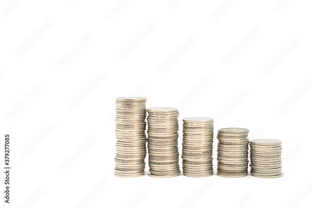 Coins placed as gradients from low to high Coins placed as gradients from low to high