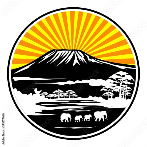 Kilimanjaro mountain on flatt illustration for background and image