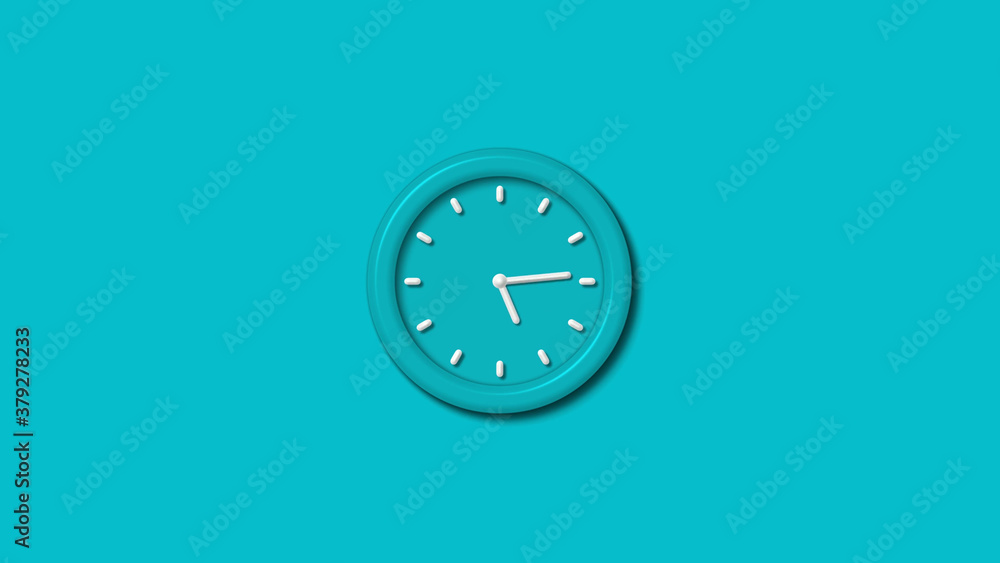 Beautiful 3d wall clock isolated on cyan background,3d wall clock 