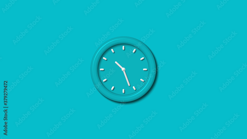 New cyan color 3d wall clock isolated on cyan background,3d wall clock New cyan color 3d wall clock isolated on cyan background,3d wall clock