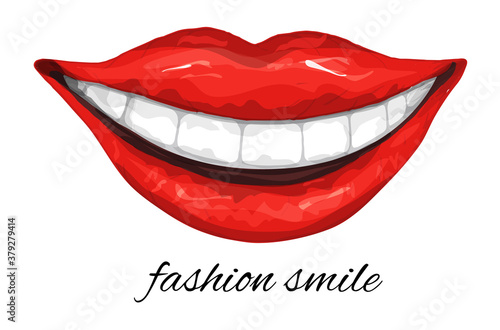 realistic, pink lips, modern smile isolated on a white background. red lips, hand-drawn, Doodle style. vector illustration for printing, design, advertising, your ideas.