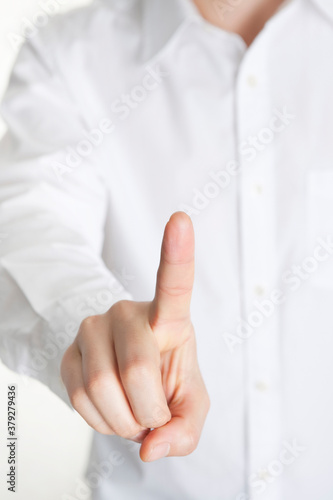 man pointing his hand