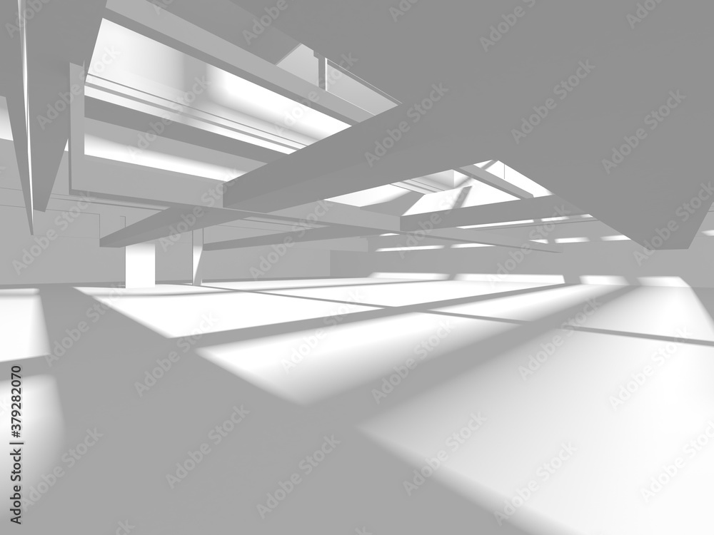 Fototapeta premium Illuminated corridor interior design. Empty Room Interior Background