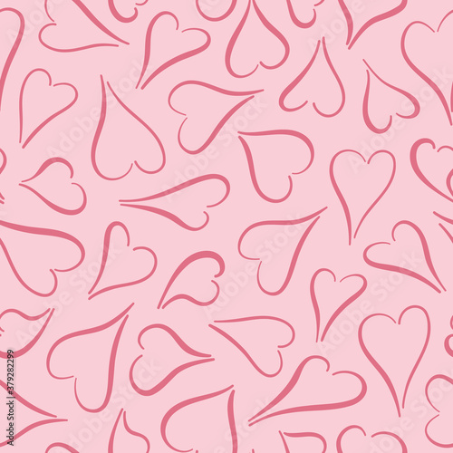 Hearts background pattern design. Fun outline vector seamless repeat. Ideal for Valentines day.
