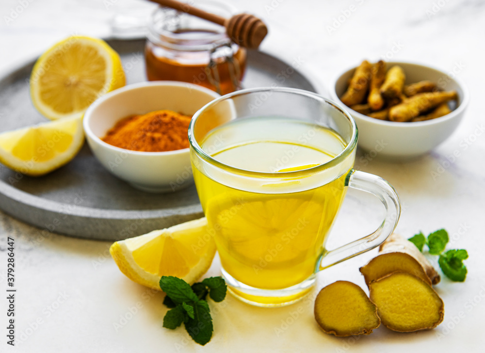 Energy tonic drink with turmeric, ginger, lemon and honey Energy tonic drink with turmeric, ginger, lemon and honey