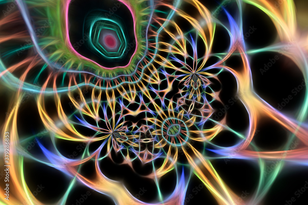 Abstract multicolored fractal neon background