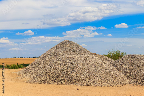 Piles of gravel for road construction