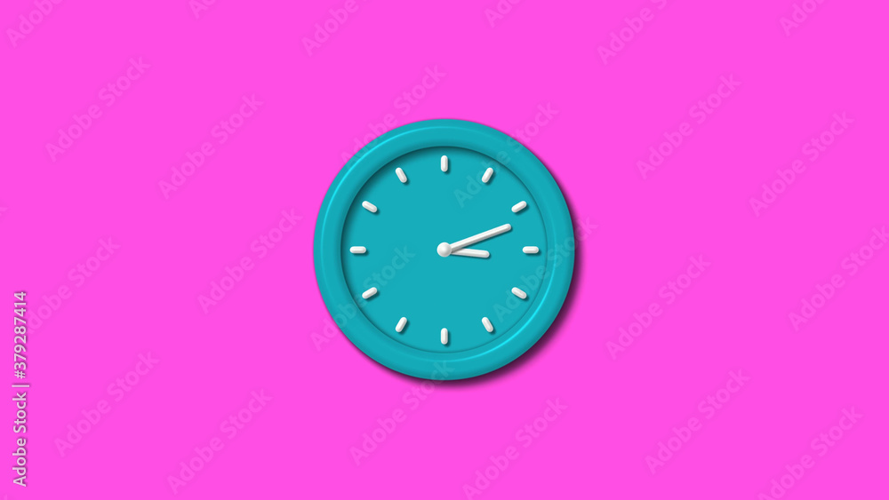 New cyan color 3d wall clock isolated on pink background,clock isolated New cyan color 3d wall clock isolated on pink background,clock isolated