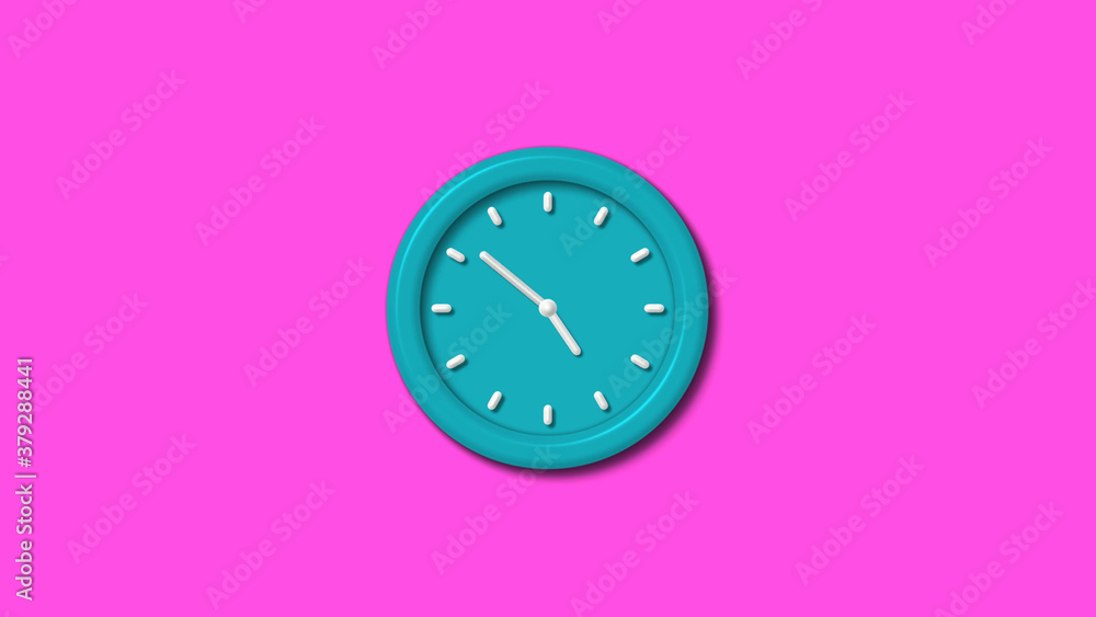 New cyan color 3d wall clock isolated on pink background,clock isolated New cyan color 3d wall clock isolated on pink background,clock isolated