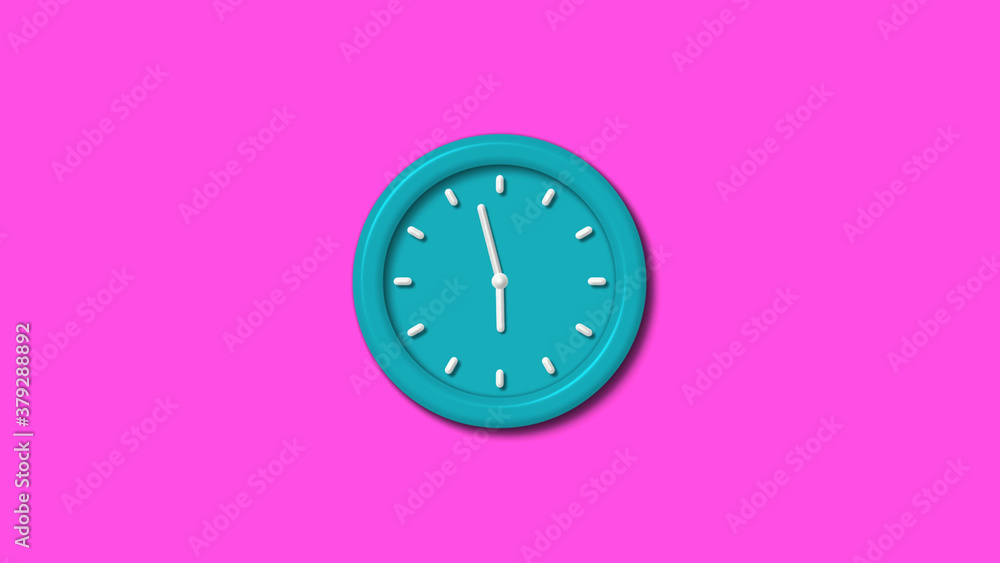 New cyan color 3d wall clock isolated on pink background,wall clock New cyan color 3d wall clock isolated on pink background,wall clock