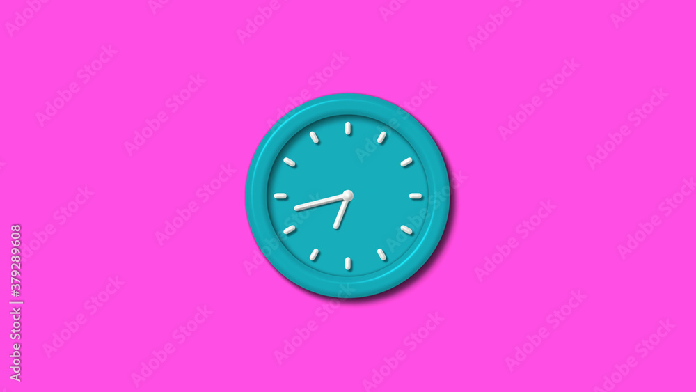New cyan color 3d wall clock isolated on pink background,wall clock