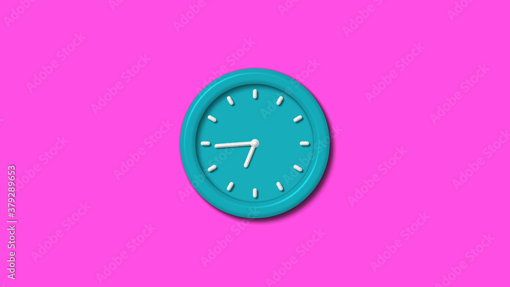New cyan color 3d wall clock isolated on pink background,wall clock New cyan color 3d wall clock isolated on pink background,wall clock