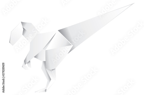 White origami velociraptor