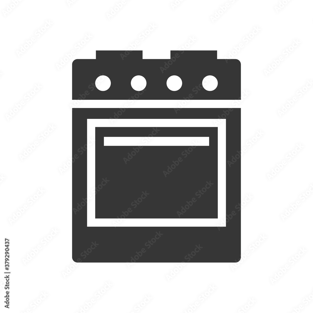 Stove - oven and hob glyph single isolated vector icon. Kitchen appliances and electronics illustration on white background Stove - oven and hob glyph single isolated vector icon. Kitchen appliances and electronics illustration on white background