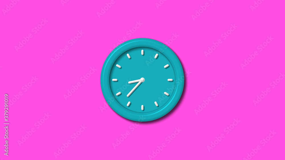 New cyan color 3d wall clock isolated on pink background,wall clock New cyan color 3d wall clock isolated on pink background,wall clock