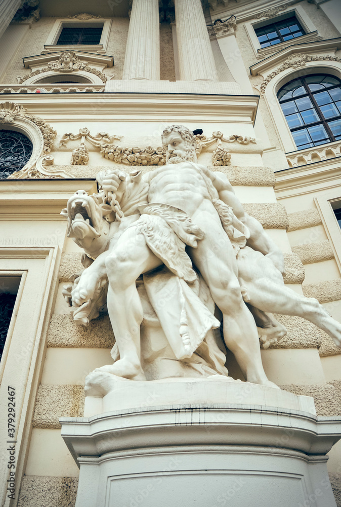 Wien, Austria - Statue of Hercules fight with Cerberus. Hofburg palace. Wien, Austria - Statue of Hercules fight with Cerberus. Hofburg palace.