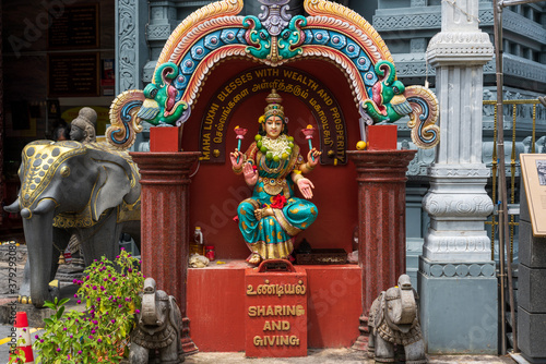 Colorful statues of Hindu religious deities at Sri Senpaga Vinayagar Temple. photo