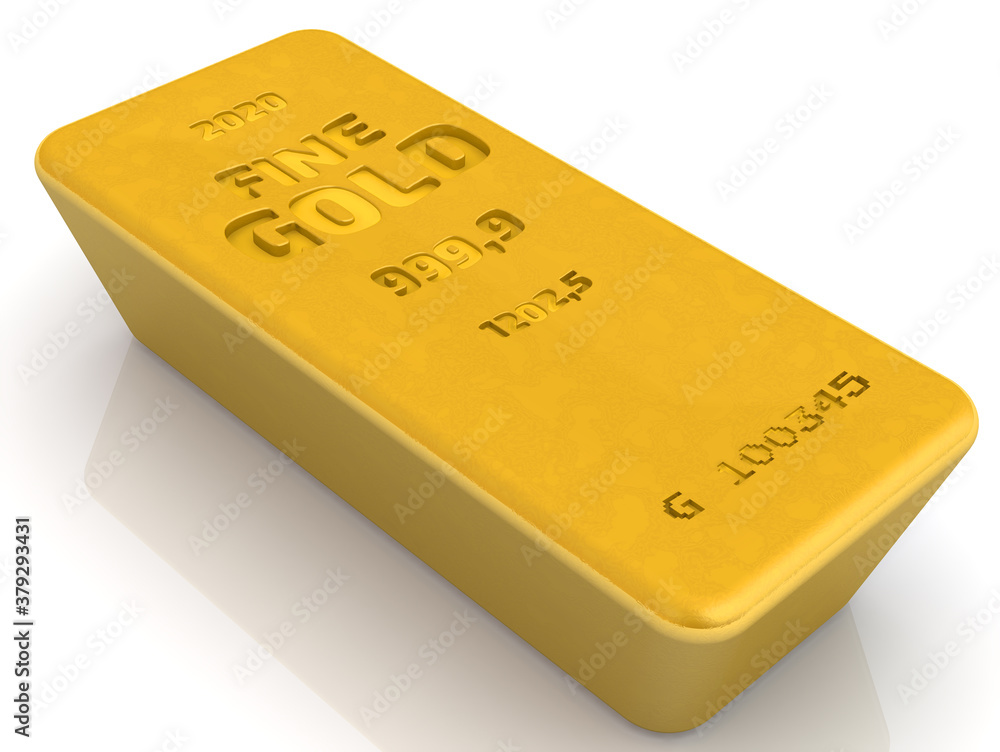 The highest standard gold bar. One ingot of 999.9 Fine Gold, weighing 1202.5 grams. 3D illustration The highest standard gold bar. One ingot of 999.9 Fine Gold, weighing 1202.5 grams. 3D illustration