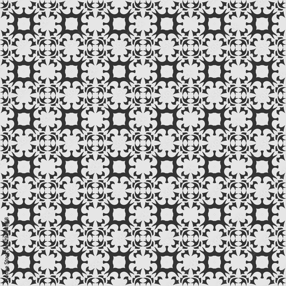 Symmetry background pattern. The background image is black and white. Seamless geometric pattern, wallpaper texture. Vector