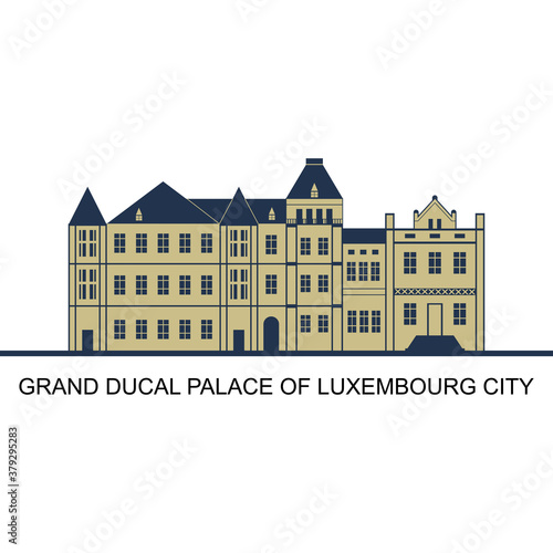 Facade of Grand Ducal Palace in Luxembourg City, Luxembourg. Majestical interior and splendid above stairs can be visited exclusively during summer. Tourism and vacation theme. World famous landmark