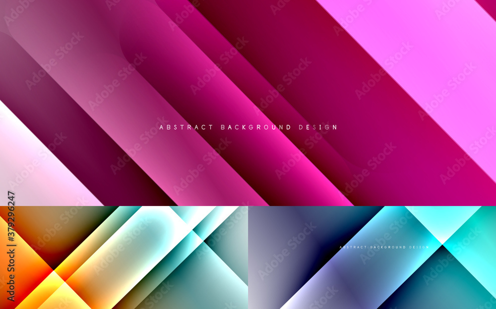 Dynamic diagonal lines abstract background set. Modern trendy techno templates with shadow lines on fluid gradients. Vector wallpaper designs Dynamic diagonal lines abstract background set. Modern trendy techno templates with shadow lines on fluid gradients. Vector wallpaper designs