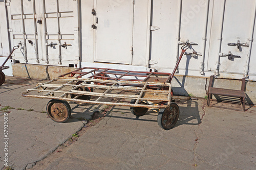 Old metal hand cart photo