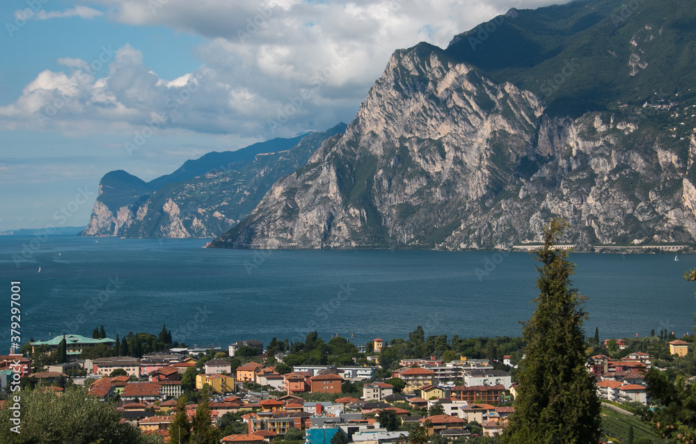 Aeria view of Riva del Garda, situated in the northern part of the largest Italian lake, Lago di Garda