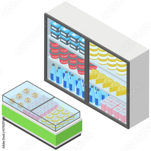 
Dairy food processing isometric icon 
