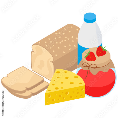 
Dairy food processing isometric icon 
