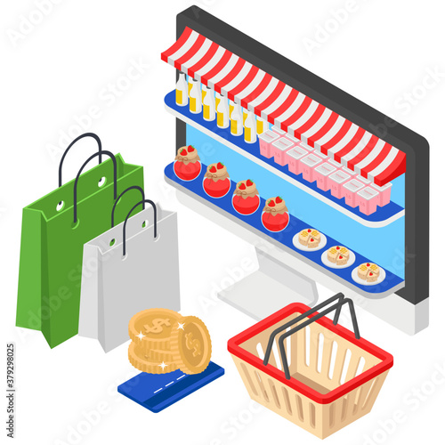 

Ecommerce isometric icon vector 
