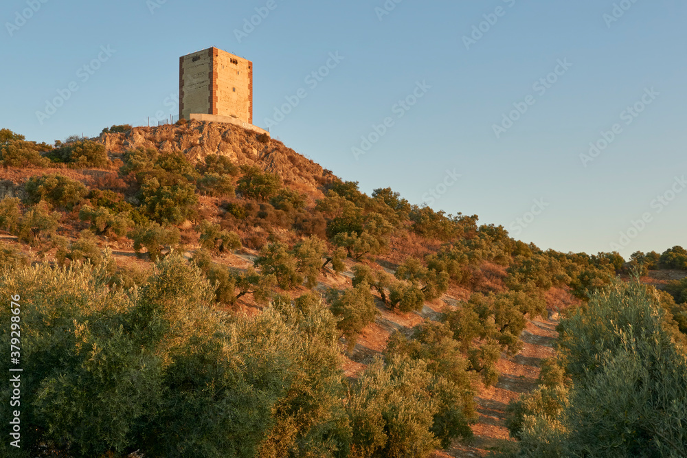 reconstruction of the keep of the castle of Anzur de Puente Genil, Cordoba. Spain